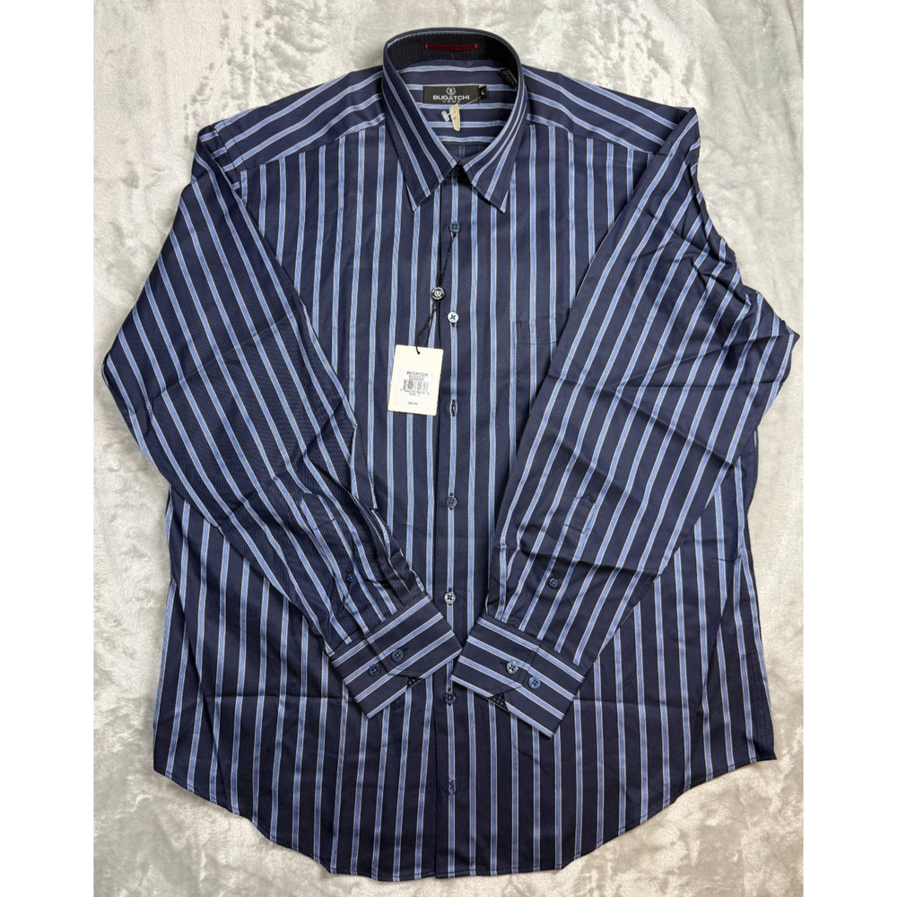 NWT Bugatchi Uomo Men's Long-Sleeve Dress Shirt Size Large 100% Cotton MSRP‎ $99
